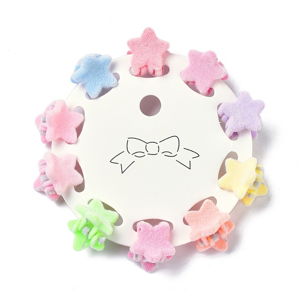 

PandaHall Kids Hair Accessories, Flocky Plastic Claw Hair Clips, with Iron Spring, Star, Mixed Color, 13x14x17mm, 10pcs/set Plastic..., Multicolor