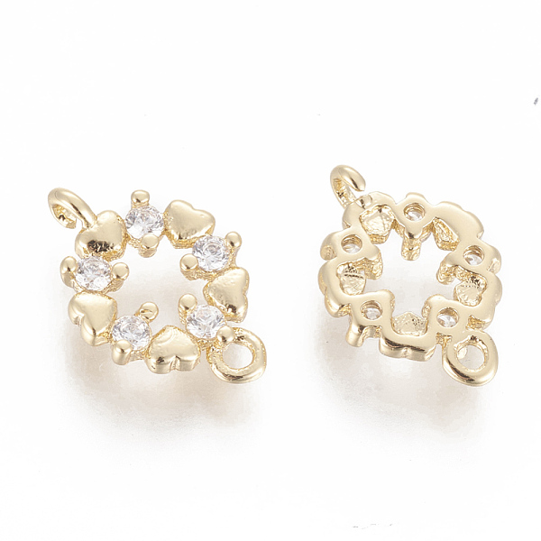 

PandaHall Brass Micro Pave Cubic Zirconia Links Connectors, Flower, Golden, Clear, 11x7.5x2mm, Hole: 1mm Brass+Cubic Zirconia Flower Clear