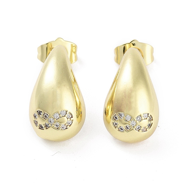 

PandaHall Teardrop Rack Plating Brass Cubic Zirconia Stud Earrings for Women, Long-Lasting Plated, Lead Free & Cadmium Free, Real 18K Gold...