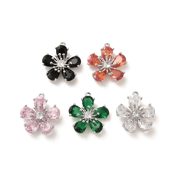

PandaHall Glass Charms, with Brass Findings, Flower Charm, Real Platinum Plated, 14x13x5mm, Hole: 0.8mm Brass+Glass Flower Multicolor
