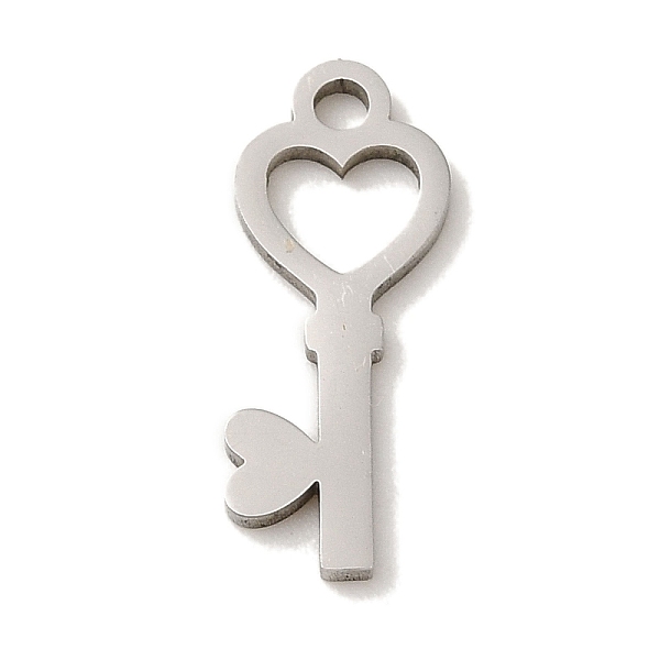 

PandaHall 201 Stainless Steel Pendants, Laser Cut, Heart Key Charm, Stainless Steel Color, 16x6x1mm, Hole: 1.6mm 201 Stainless Steel Key