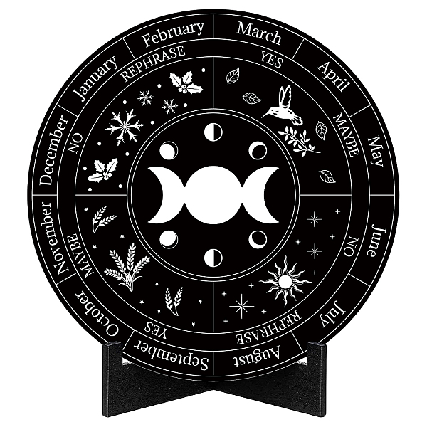 PandaHall CREATCABIN Wheel of the Year Sign Pagan Decor Wicca Calendar Wiccan Holidays Altar Pendulum Board Witch Stand Moon Phase Engraved...