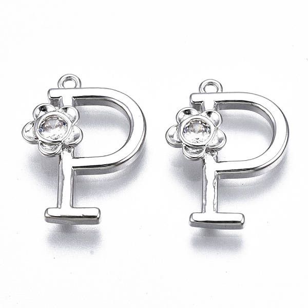 

PandaHall Brass Pendants, with Rhinestones, Alphabet, Platinum, Letter.P, 17.5x13x2.5mm, Hole: 1mm Brass+Rhinestone Letter P
