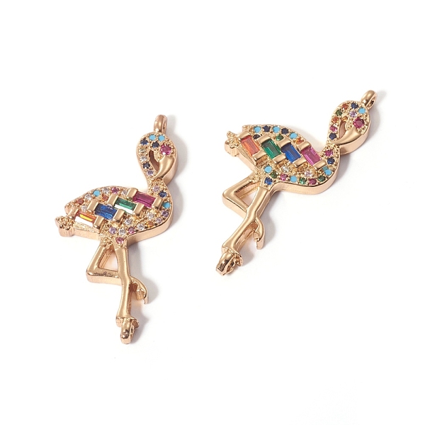 

PandaHall Brass Micro Pave Cubic Zirconia Links connectors, Flamingo Shapes, Colorful, Golden, 32.5x14.5x3.5mm, Hole: 1mm Brass+Cubic...