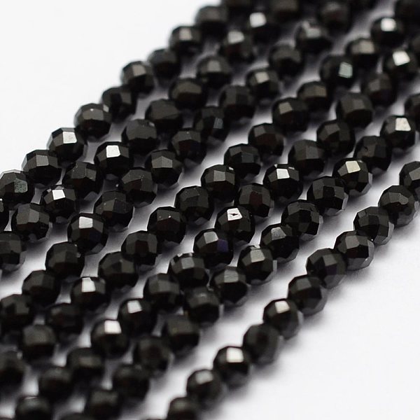

PandaHall Glass Beads Strands, Faceted, Round, Black, 2mm, Hole: 0.5mm, about 175pcs/strand, 14.96inch(38cm) Glass Round Black