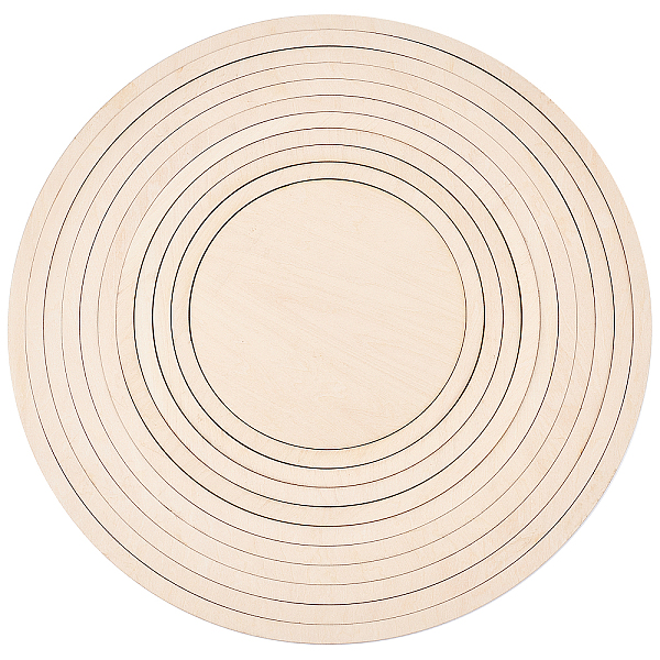 PandaHall BENECREAT 11Pcs Round Pottery Tools, Wooden Concentric Geometric Figure Rail Set for DIY Ceramic Cutting and Printing Blank...