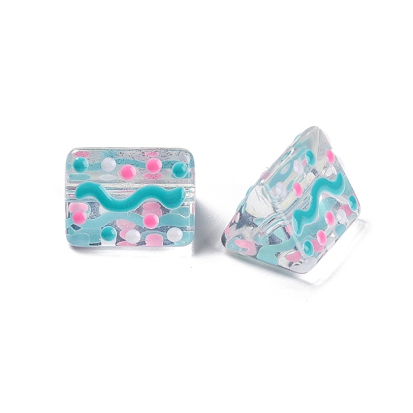

PandaHall Transparent Glass Beads, with Enamel, Triangle with Wave Pattern, Aqua, 9.5x12x9mm, Hole: 1.2mm Glass Triangle Cyan