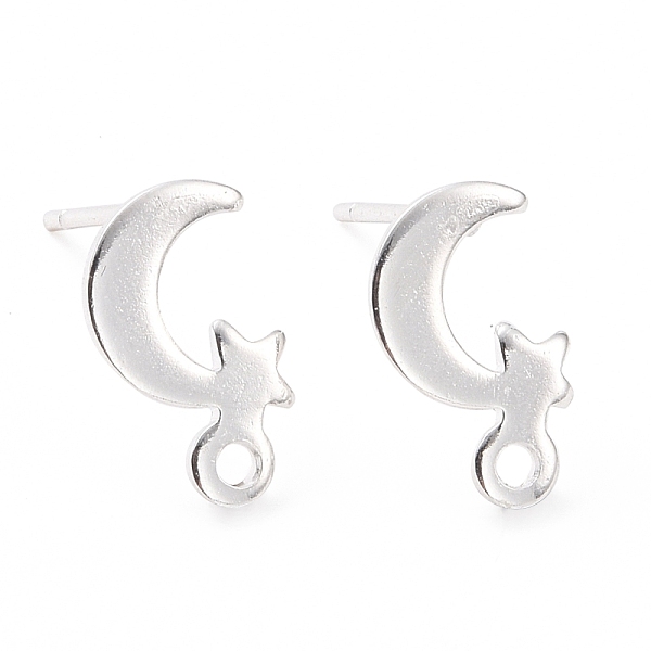 

PandaHall 201 Stainless Steel Stud Earring Findings, with Horizontal Loop and 316 Stainless Steel Pin, Moon and Star, 925 Sterling Silver...