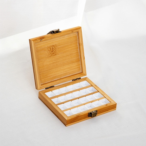 

PandaHall 24 Grid Plastic Empty Watercolor Paint Pan Sets, with Bamboo Box, for Paint Case Art Palette, Peru, 10.5x21.14x2.8cm Bamboo..., Brown
