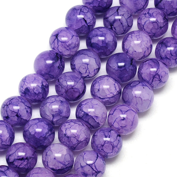 

PandaHall Baking Painted Crackle Glass Bead Strands, Round, Blue Violet, 8mm, Hole: 1.3~1.6mm, about 100pcs/strand, 31.4 inch Glass Round