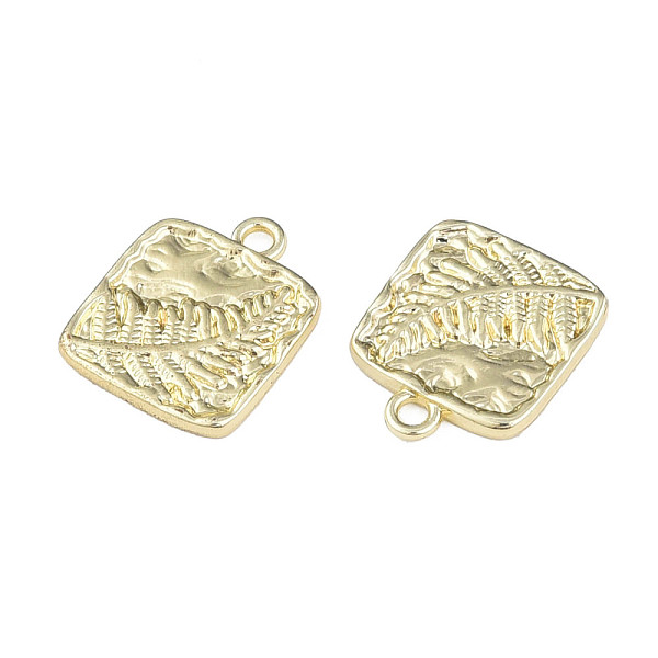 

PandaHall Rack Plating Alloy Pendants, Cadmium Free & Lead Free, Square with Leaf, Light Gold, 18x15x2mm, Hole: 2mm Alloy Square