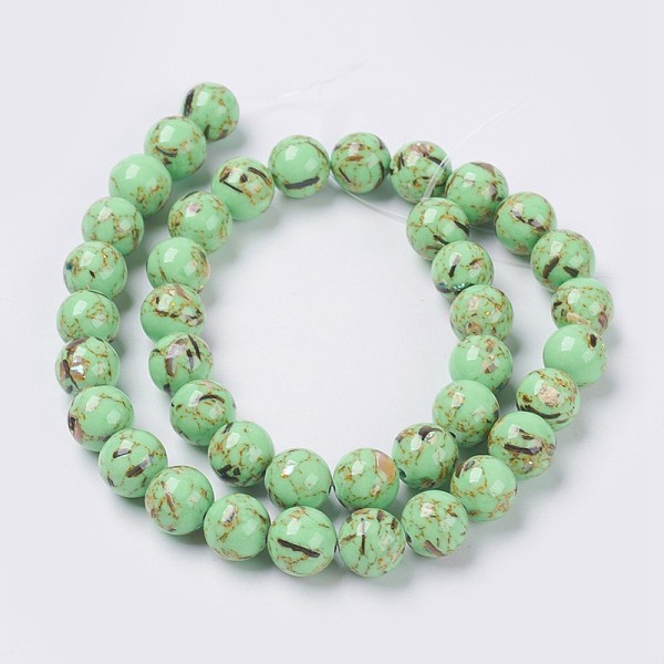 

PandaHall Sea Shell and Synthetic Turquoise Assembled Beads Strands, Round, Light Green, 10mm, Hole: 1.2mm, about 40pcs/strand, 15.5 inch...