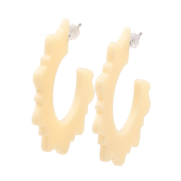 

PandaHall Acrylic Sun Stud Earrings, Half Hoop Earrings with 304 Stainless Steel Pins, Lemon Chiffon, 44.5x2mm Acrylic Sun