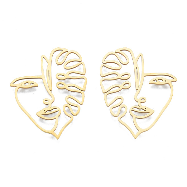 

PandaHall 201 Stainless Steel Filigree Joiners Links, Face, Golden, 37x29.5x1mm 201 Stainless Steel Body