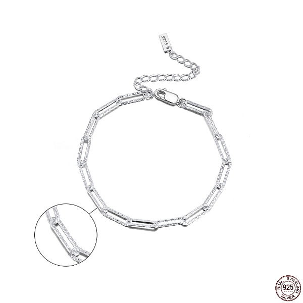 

PandaHall Rhodium Plated 925 Sterling Silver Paperclip Chain Bracelets, with S925 Stamp, Real Platinum Plated, 6-1/2 inch(16.5cm) Sterling...