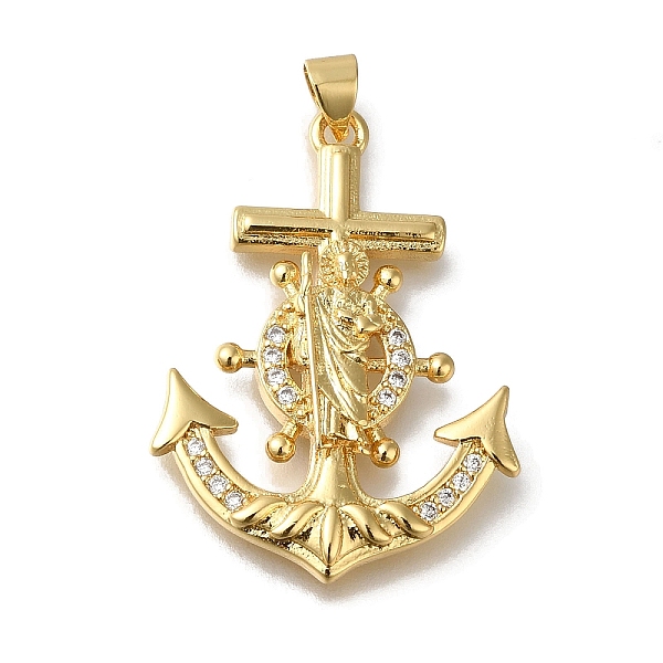 

PandaHall Rack Plating Brass Micro Pave Clear Cubic Zirconia Pendants, Long-Lasting Plated, Cadmium Free & Lead Free, Boat Anchor, Real 18K...