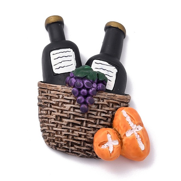 

PandaHall Resin Cabochons, for DIY Decoration, Basket with Bread & Wine, Black, 58x45x18mm Resin Others Black