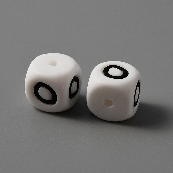 

PandaHall Food Grade Eco-Friendly Silicone Beads, Chewing Beads For Teethers, DIY Nursing Necklaces Making, White Cube with Black Letter...