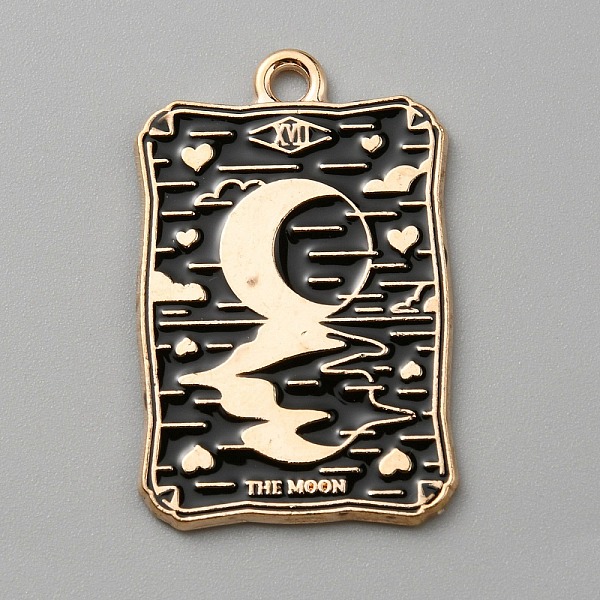 

PandaHall Alloy Enamel Pendants, Light Gold, Rectangle with Tarot, Moon, 28x18x1.4mm, Hole: 1.6mm Alloy+Enamel Moon
