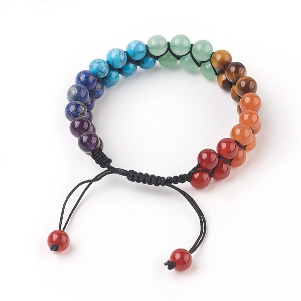 Chakra Natural & Synthetic Mixed Stone Braided Bead Bracelets