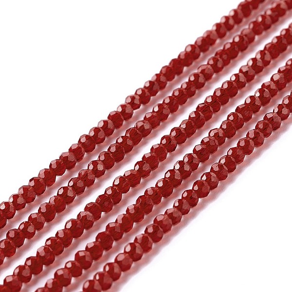 

PandaHall Transparent Glass Beads Strands, Faceted, Round, Crimson, 2mm, Hole: 0.6mm, about 182~201pcs/strand, 14.57~15.24 inch((37~38.7cm)..., Pink