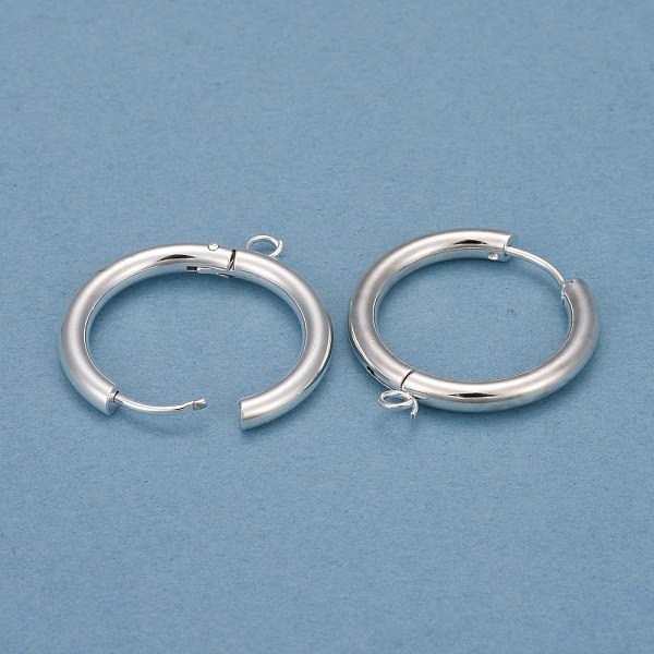 

PandaHall 201 Stainless Steel Huggie Hoop Earring Findings, with Horizontal Loop and 316 Surgical Stainless Steel Pin, Silver, 26x24x3mm...