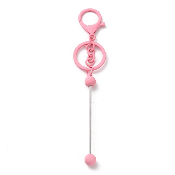 

PandaHall Spray Painted Alloy Bar Beadable Keychain for Jewelry Making DIY Crafts, with Alloy Lobster Clasps and Iron Ring, Pearl Pink...
