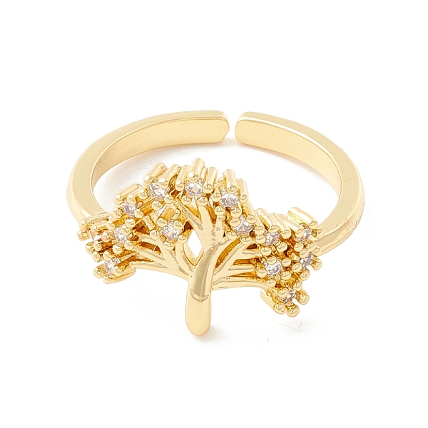 Clear Cubic Zirconia Tree Of Life Cuff Ring