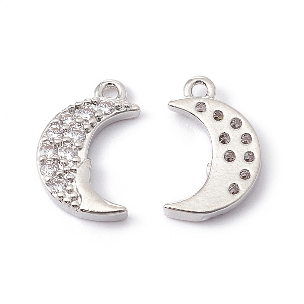 

PandaHall Rack Plating Brass Micro Pave Clear Cubic Zirconia Charms, Long-Lasting Plated, Cadmium Free & Lead Free, Moon Charms, Platinum...