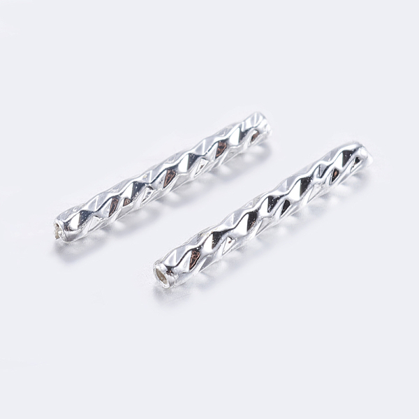 

PandaHall Brass Tube Beads, Tube, Faceted, Silver, 10x1.5mm, Hole: 0.8mm Brass Tube