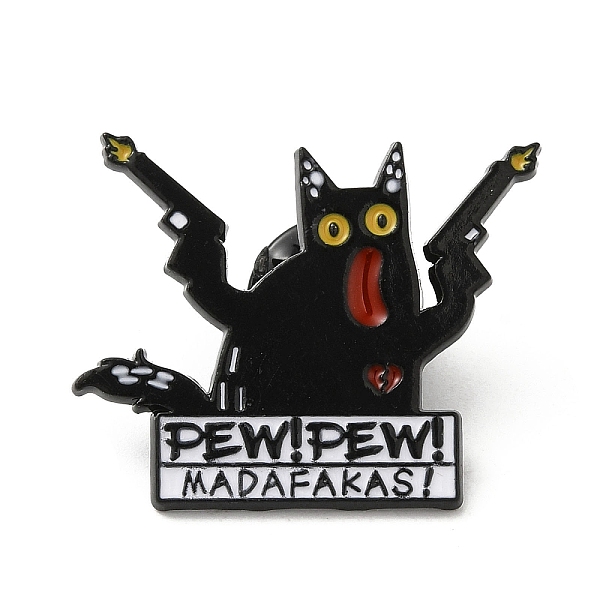 Gato Con Pistola Y Palabra Pew Pew Alfileres De Esmalte