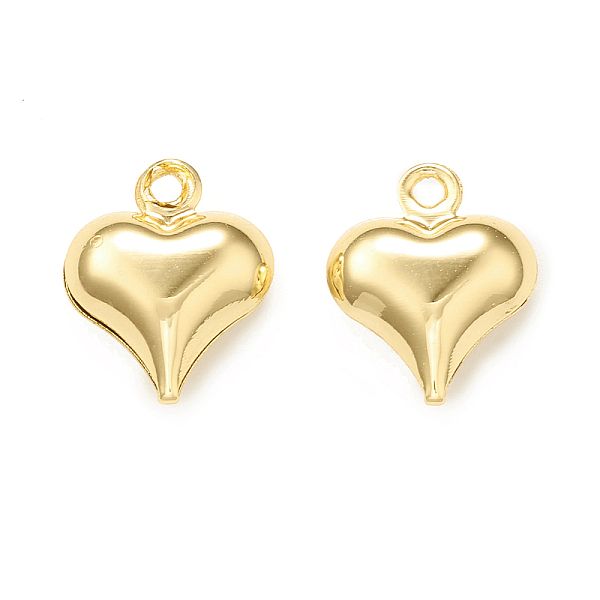 

PandaHall Brass Charms, Heart Charm, Real 18K Gold Plated, 11x9x4mm, Hole: 1.2mm Brass Heart