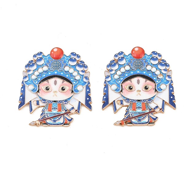 Peking Opera Cat Alloy Enamel Cabochons