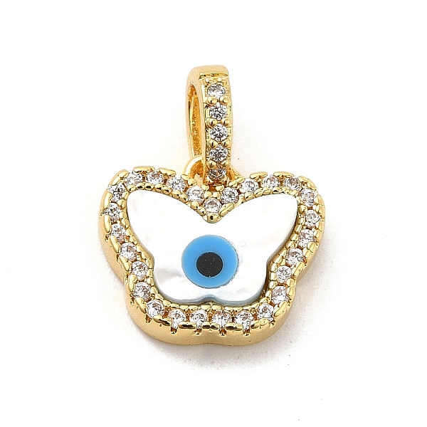

PandaHall Brass Micro Pave Cubic Zirconia Charms, with Cellulose Acetate(Resin) Evil Eye, Golden, Butterfly, 12x13.5x3.5mm, Hole: 5x3.5mm..., Blue