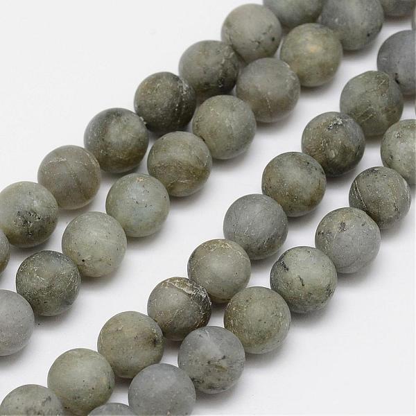PandaHall Natural Labradorite Frosted Bead Strands, Round, 4mm, Hole: 1mm, about 95pcs/strand, 15.4 inch Labradorite Round