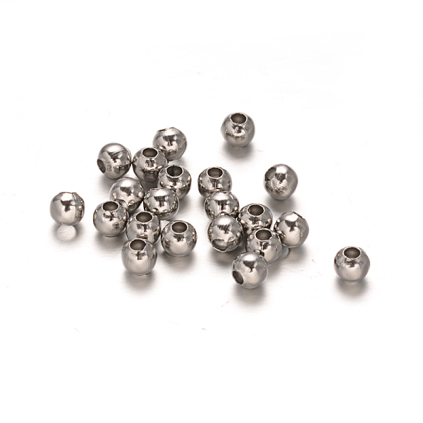 

PandaHall Round 304 Stainless Steel Spacer Beads, Stainless Steel Color, 5mm, Hole: 1.5mm 304 Stainless Steel Round