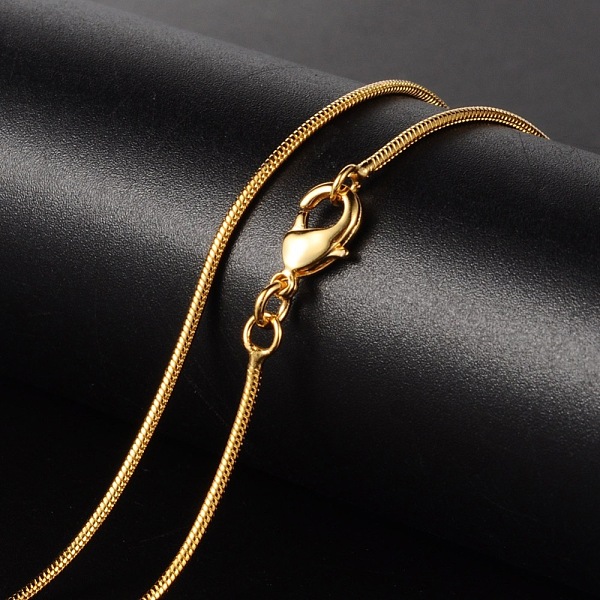 

PandaHall Brass Necklaces, Round Snake Chain, with Lobster Clasp, Golden, 17.52 inch, 1.2mm Brass