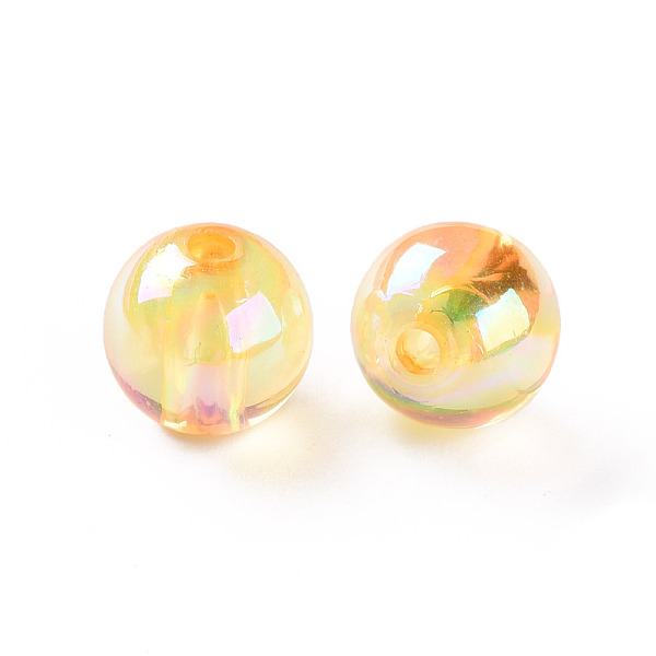 

PandaHall Transparent Acrylic Beads, AB Color Plated, Round, Gold, 12x11mm, Hole: 2.5mm, about 566pcs/500g Acrylic Round Gold