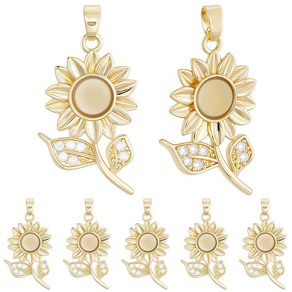 8 pezzo di zirconia cubica micro pavé in ottone con pendenti in resina