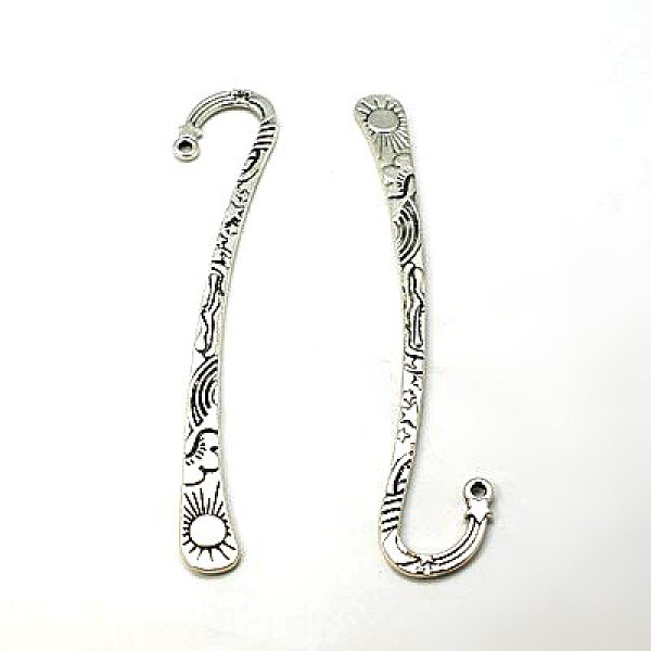 PandaHall Tibetan Style Bookmark, Lead Free and Cadmium Free, Antique Silver, 125x23mm, Hole: 3mm Alloy
