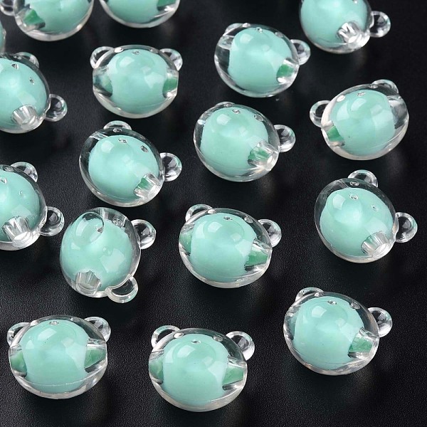 

PandaHall Transparent Acrylic Beads, Bead in Bead, Bear, Aquamarine, 16x18x15.5mm, Hole: 3mm, about 220pcs/500g Acrylic Bear Green