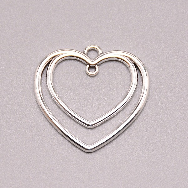 

PandaHall Alloy 2-Loop Link Pendants, Heart, Antique Silver, 25x25x1.5mm, Hole: 2mm and 1.5mm Alloy Heart