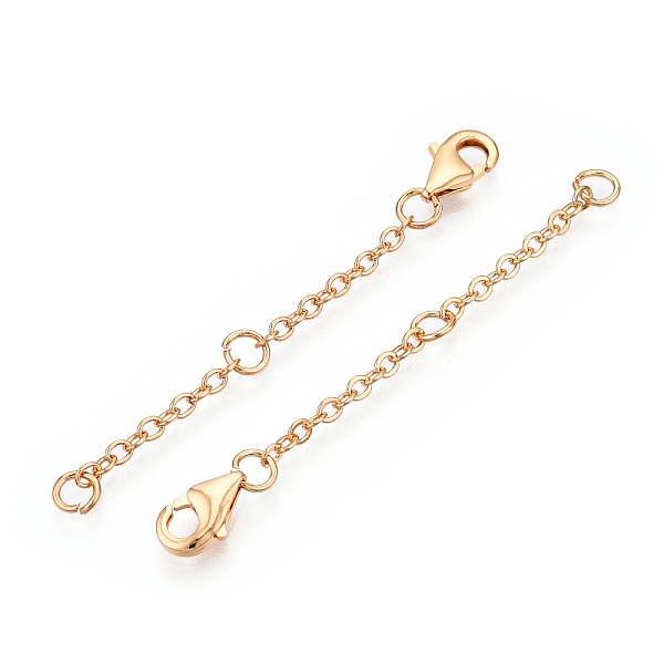 

PandaHall Brass Cable Chain Chain Extender, End Chains with Lobster Claw Clasps, Real 18K Gold Plated, 55x2mm Brass