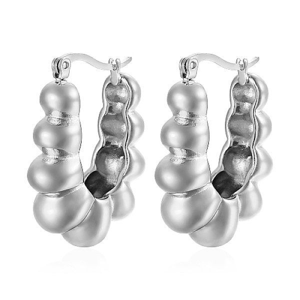 

PandaHall Oval Bubble 304 Stainless Steel Hoop Earrings for Women, Stainless Steel Color, 33x25mm Stainless Steel Oval