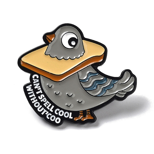 

PandaHall Bird Enamel Pins, Black Alloy Badge for Backpack Clothes, Pigeon, Word Can't Spell Cool without Coo, Gray, 25.5x29x1.8mm...