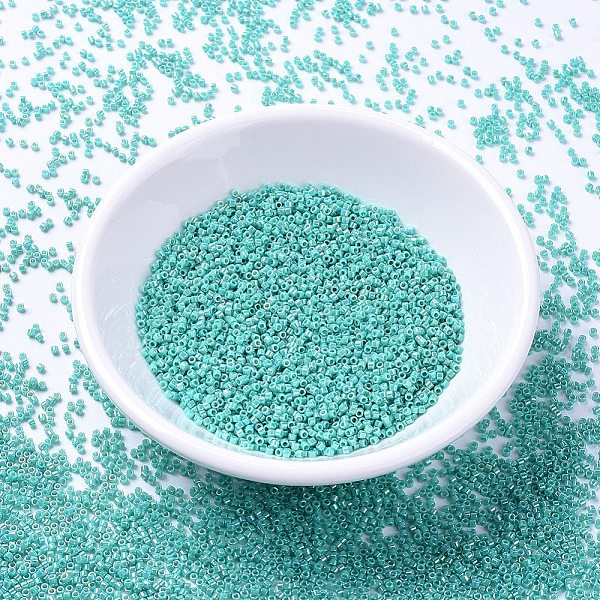

PandaHall MIYUKI Delica Beads, Cylinder, Japanese Seed Beads, 11/0, (DB0166) Opaque Turquoise Green AB, 1.3x1.6mm, Hole: 0.8mm, about..., Cyan