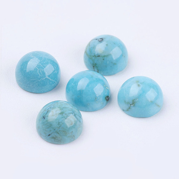 

PandaHall Natural Howlite Cabochons, Dyed, Half Round, Sky Blue, 6x4mm Howlite Half Round Blue