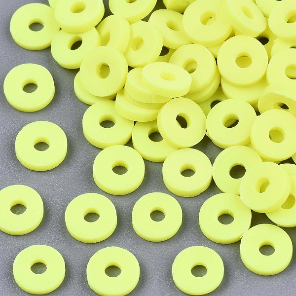 

PandaHall Handmade Polymer Clay Beads, for DIY Jewelry Crafts Supplies, Disc/Flat Round, Heishi Beads, Yellow, 6x1mm, Hole: 2mm, about...