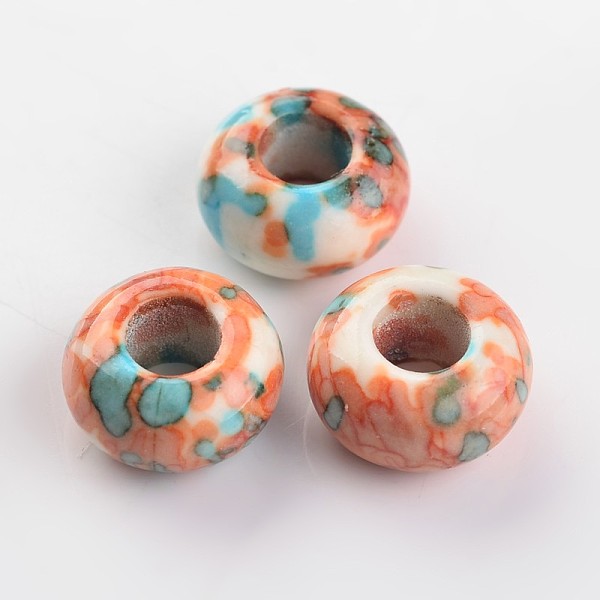 

PandaHall Dyed Rondelle Natural Ocean White Jade Beads, Large Hole Beads, Coral, 15x8mm, Hole: 6mm Ocean White Jade Rondelle Red