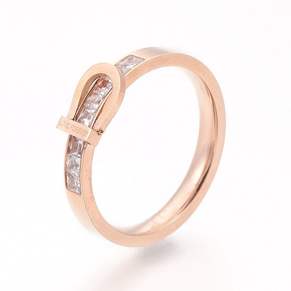 

PandaHall 304 Stainless Steel Finger Rings, with Cubic Zirconia, Real 18K Gold Plated, 16~19mm, Size 6~9 Stainless Steel+Cubic Zirconia